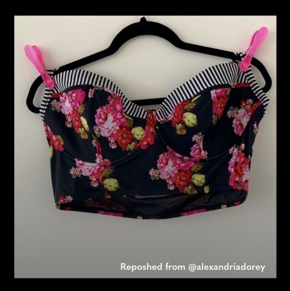 Torrid floral & striped bikini top